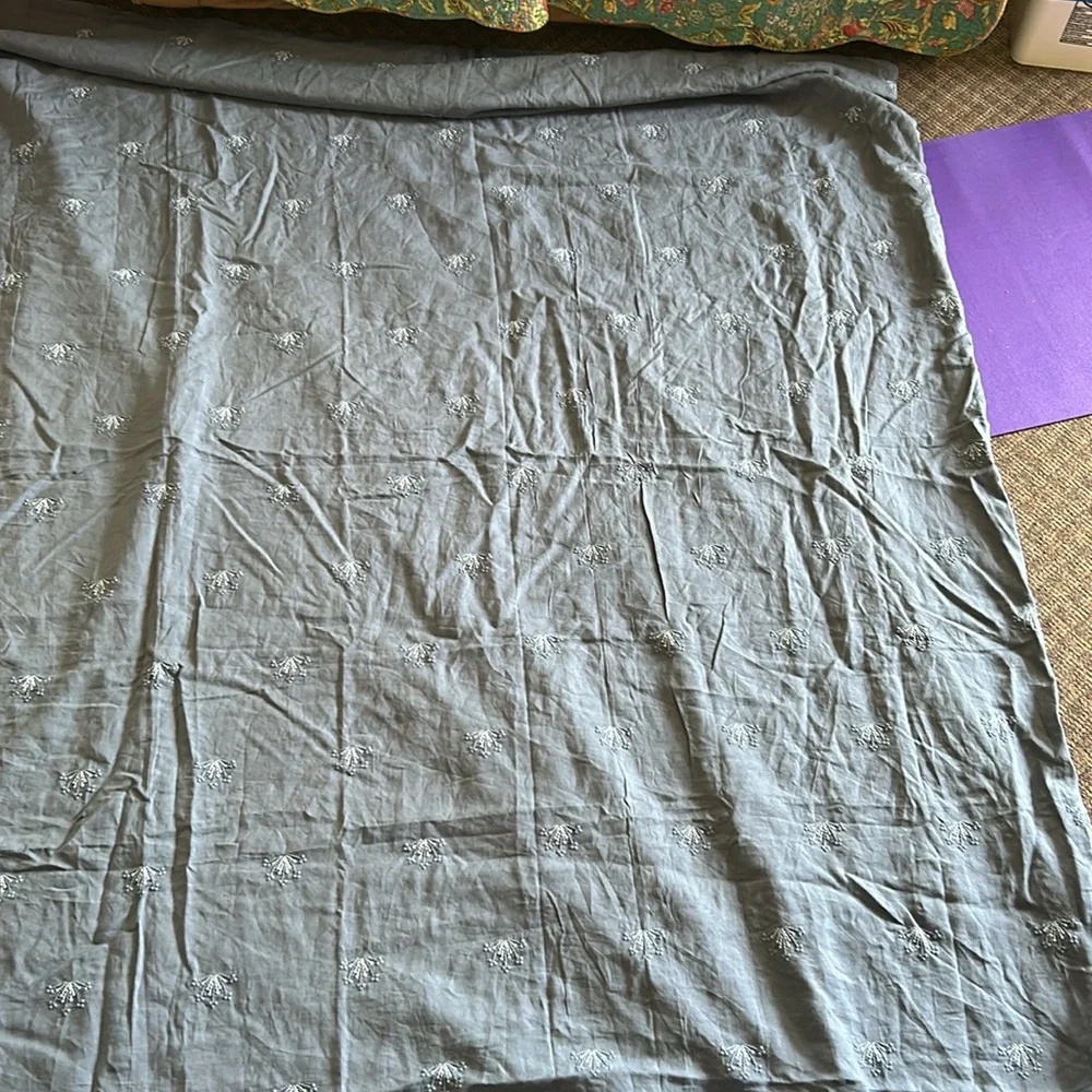 Blue/Gray Embroidered Cotton Duvet Cover